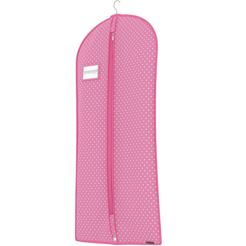 Hangerworld Breathable Clothes Cover 152 cm Pink/White Polka Dot Clothes Cover - Image 4